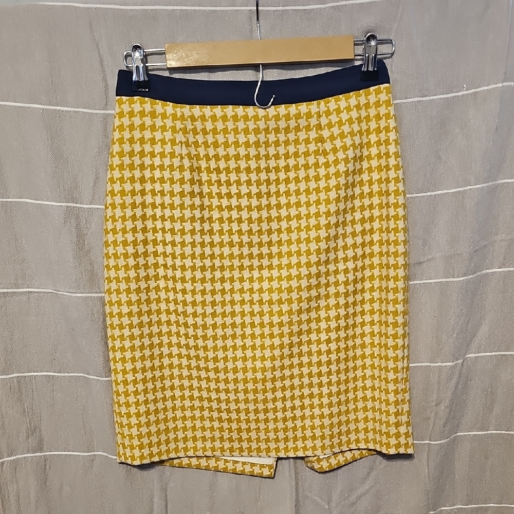 Boden Yellow and White Pencil Skirt for Work